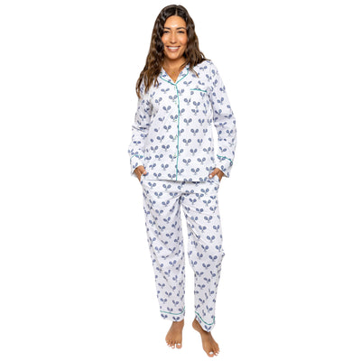 Women's Tennis Navy Long PJ Set