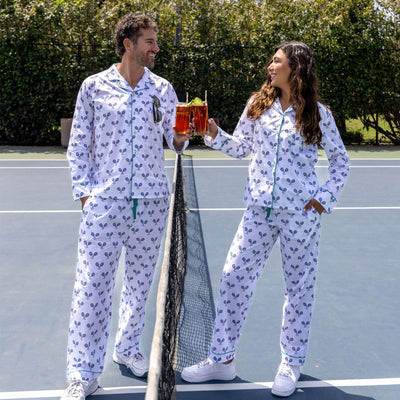 Men's Tennis Navy Long PJ Set