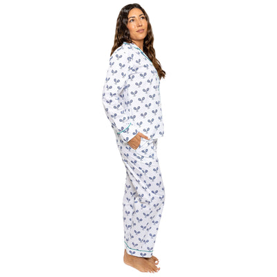 Women's Tennis Navy Long PJ Set