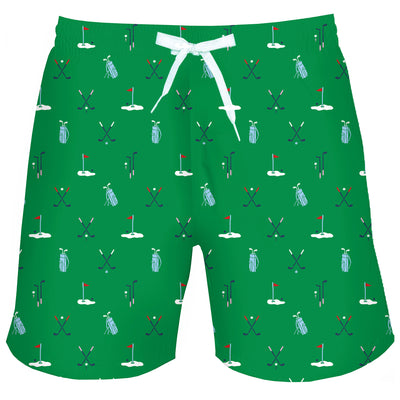 mens golf printed green swim shorts