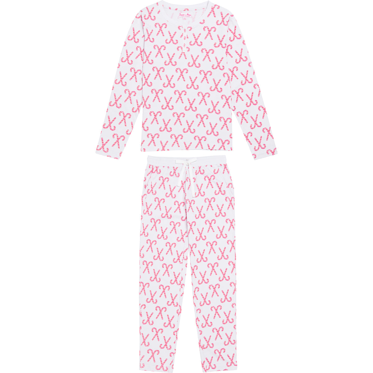 Womens Candy Cane Long PJ Set