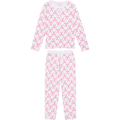 Womens Candy Cane Long PJ Set