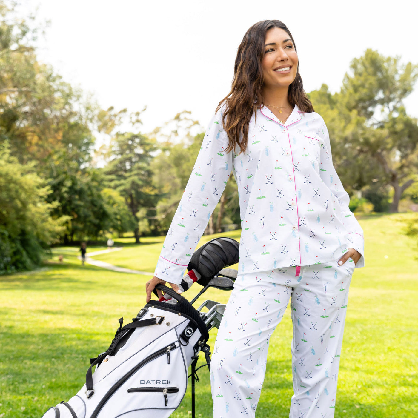 Womens Golf Printed Long PJ Set