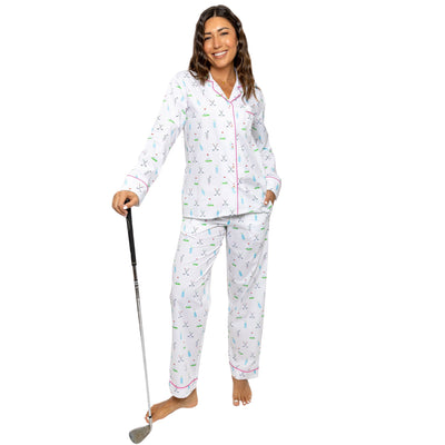 Womens Golf Pure Cotton Long PJ Set