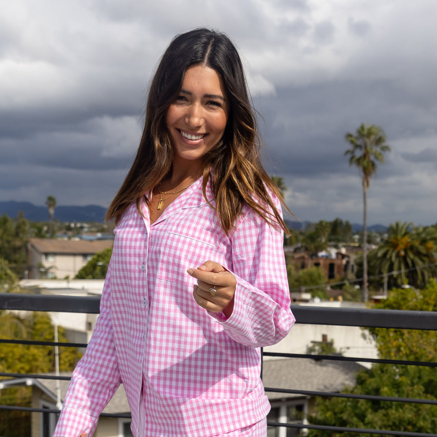 Womens Hepburn Gingham Pink Shirts
