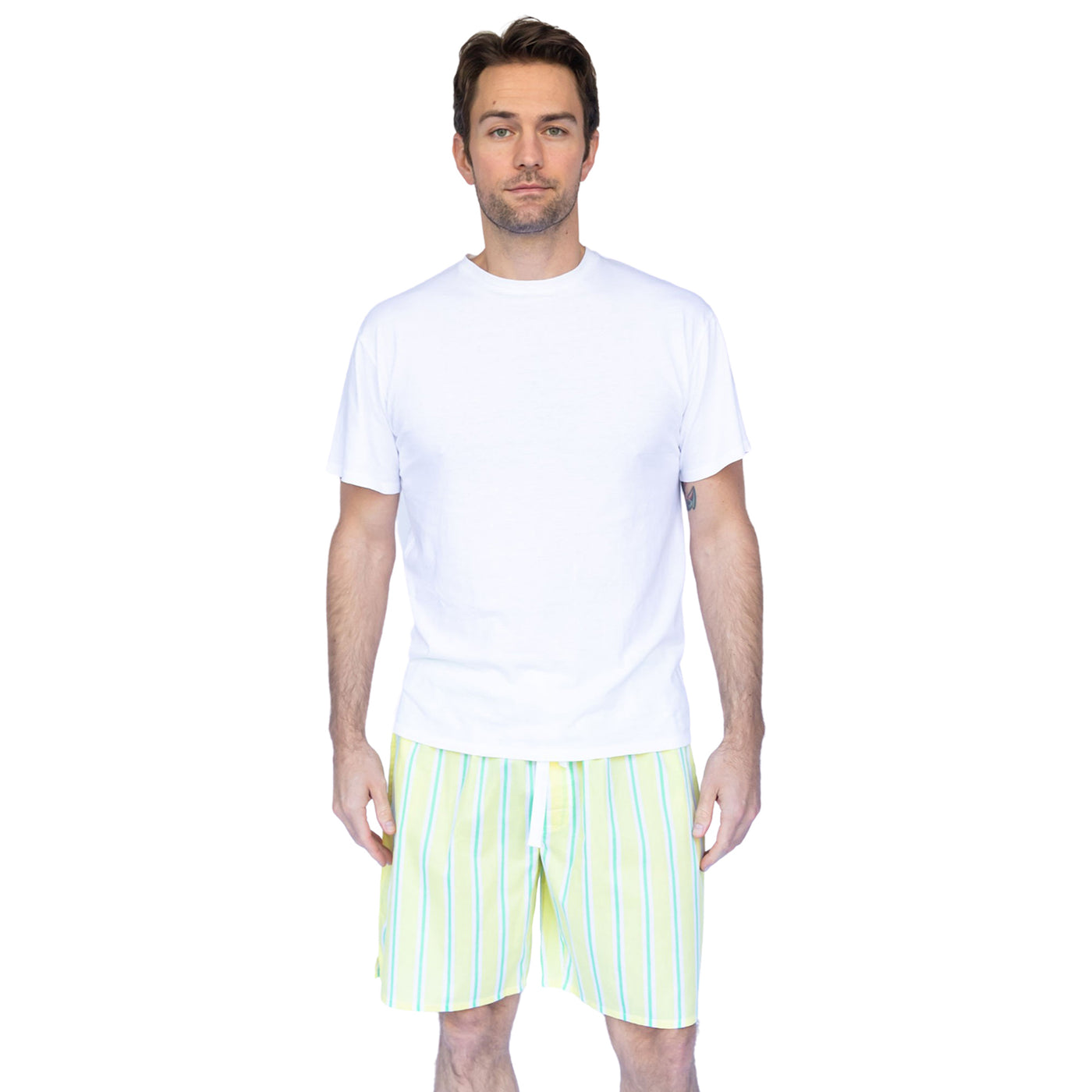 Men's Andy Cohen Yellow Stripe Sleep Shorts