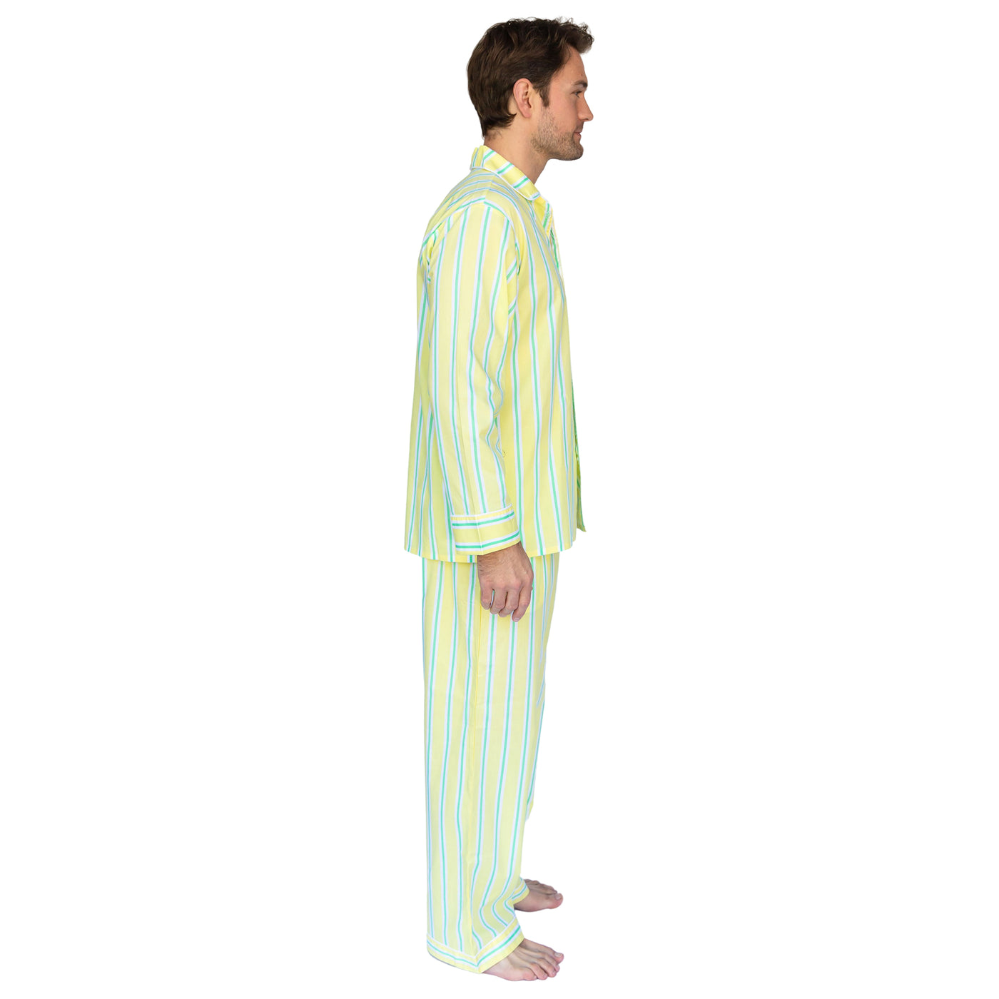Men's Andy Cohen Yellow Stripe Long Sleeve PJ Pant Set