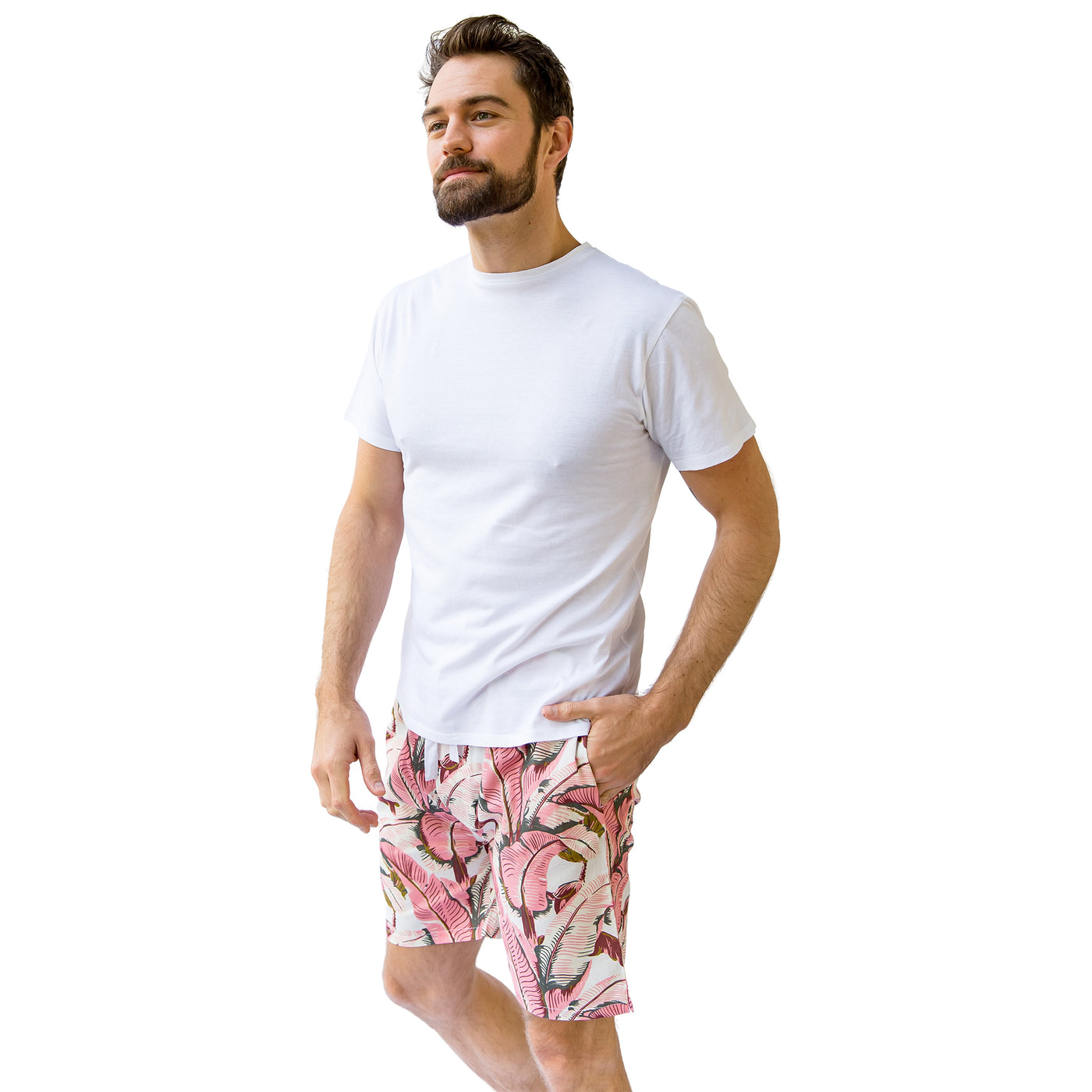 Men's Pink Martinique®, Banana Leaf Sleep Shorts