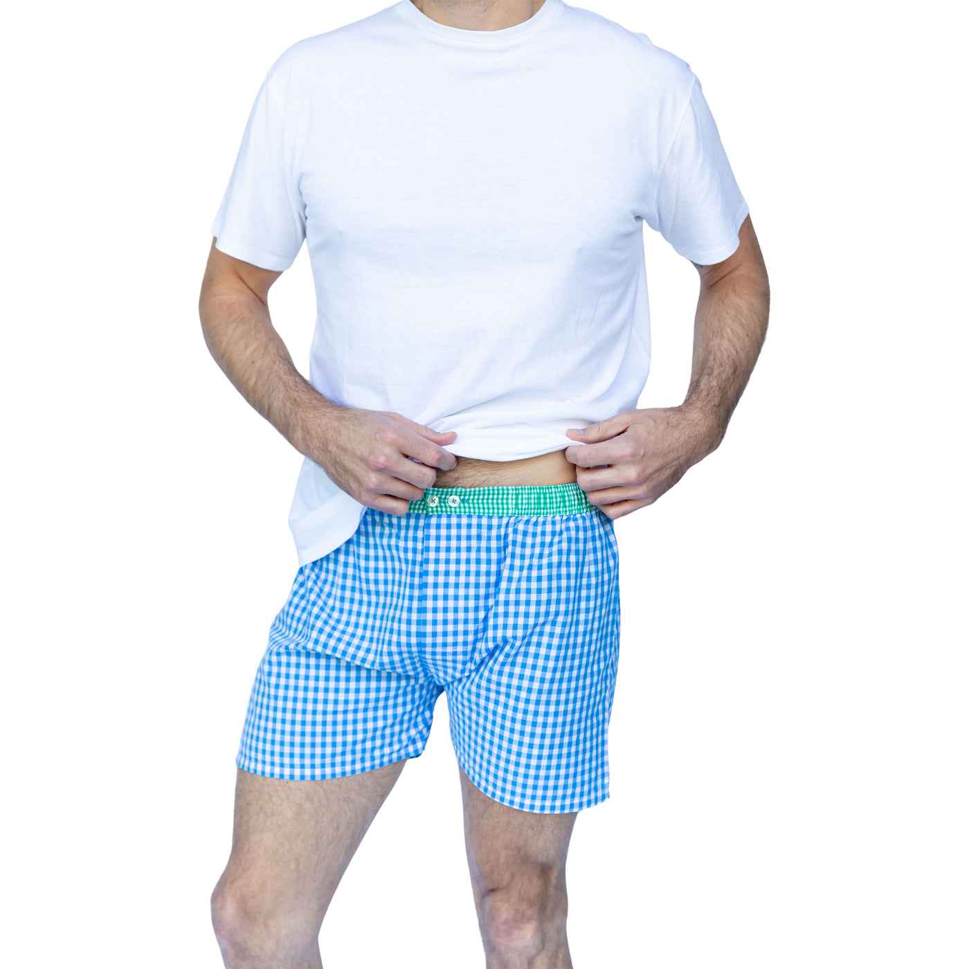 Men's Hepburn Gingham Light Blue Boxer Shorts