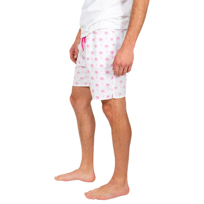 Men's Pink Palm Tree Sleep Shorts
