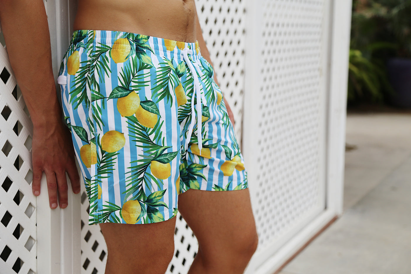 Men's Parker Lemon Stripe Swim Shorts