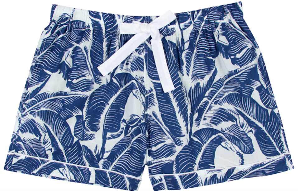 Women's Blue Martinique Banana Leaf Boxer Shorts