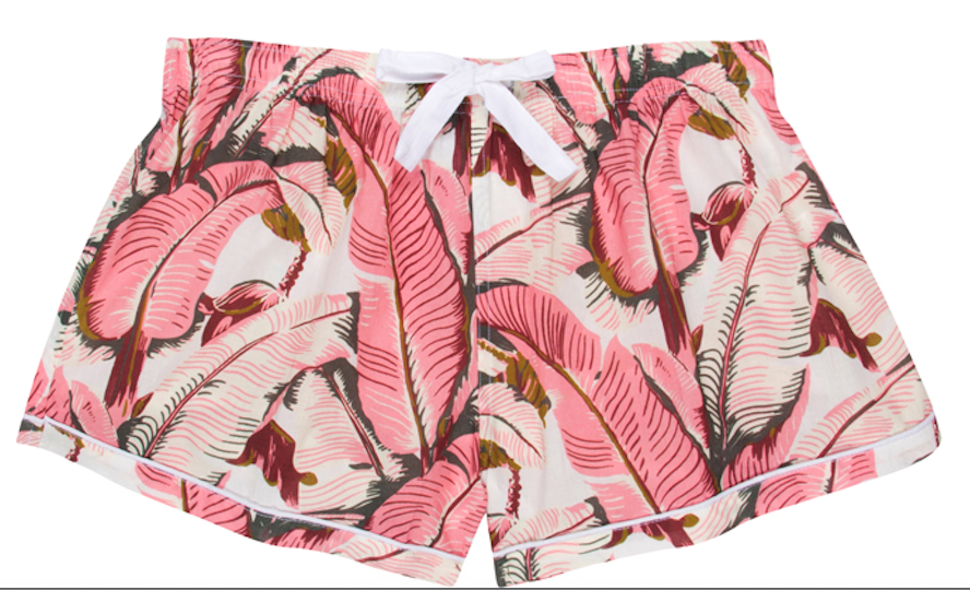 Women's Pink Martinique Banana Leaf Boxer Shorts