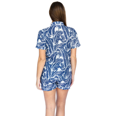 Women's Blue Martinique Banana Leaf Shirt + Boxer Set