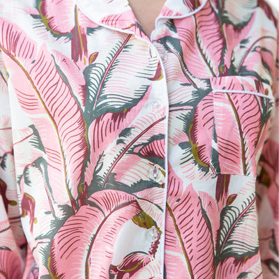 Women's Pink Martinique®, Banana Leaf  Shirt + PJ Pant Set