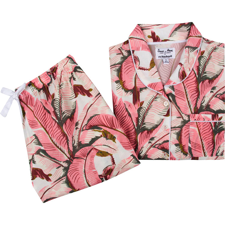 Women's Pink Martinique®, Banana Leaf  Shirt + PJ Pant Set