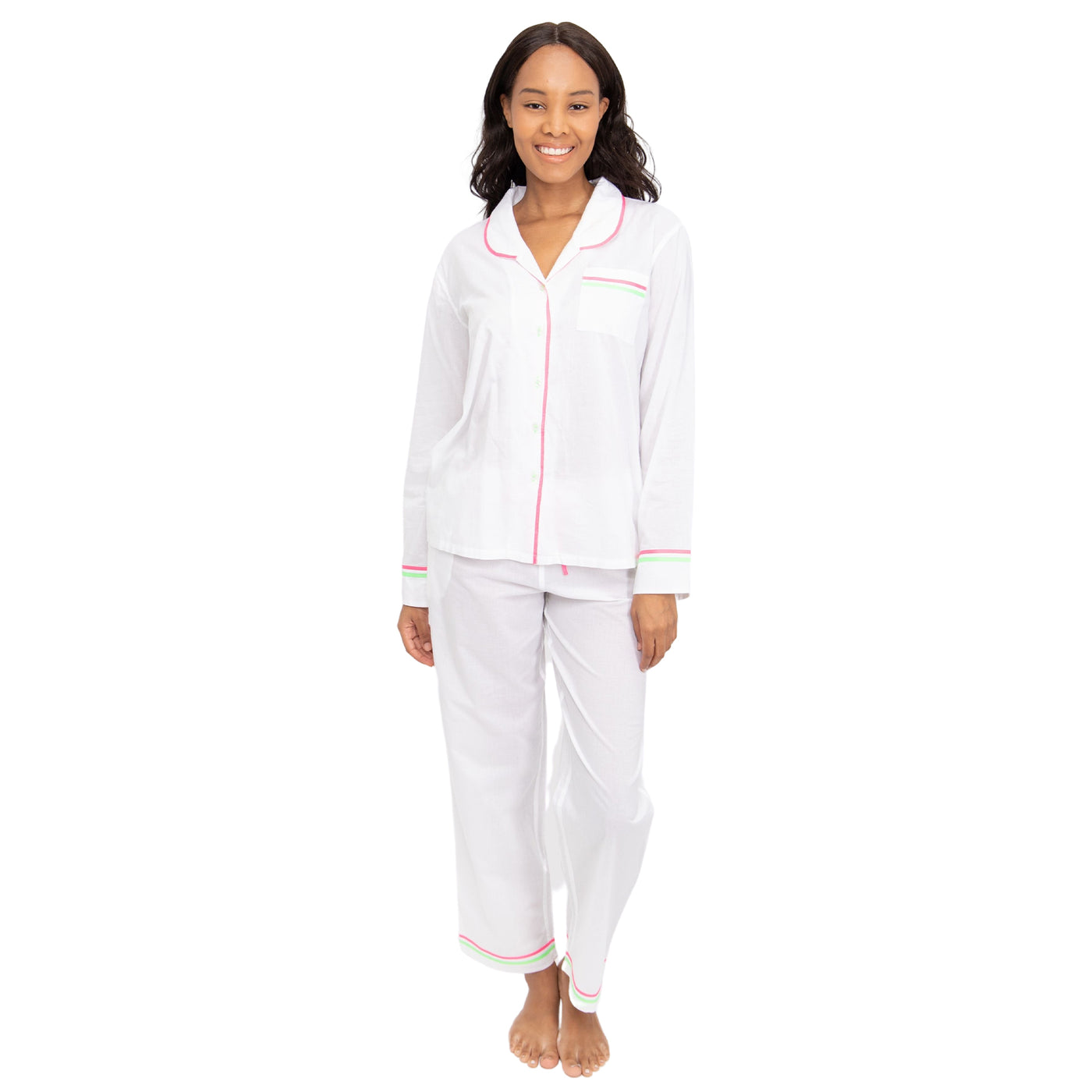 Sant + Abel Women's Red Braddock Stripe Cotton Classic Pajama Set