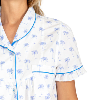 Women's Blue Palm Tree Shirt + Boxer Short Set
