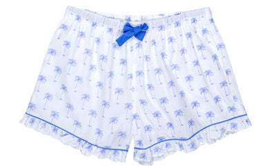 Women's Blue Palm Tree Boxer Shorts