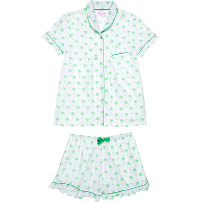 Women's Green Palm Tree Shirt + Boxer Short Set