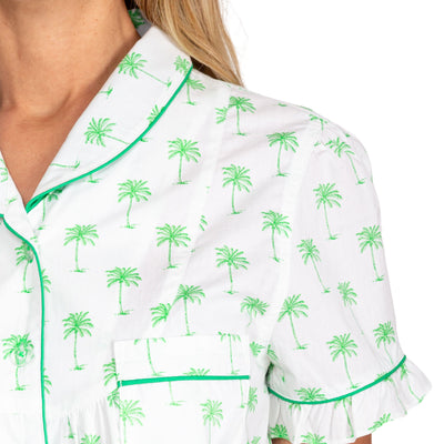 Women's Green Palm Tree Shirt + Boxer Short Set
