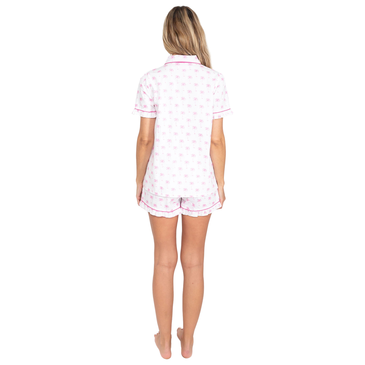 Women's Pink Palm Tree SS Shirt + Boxer Set