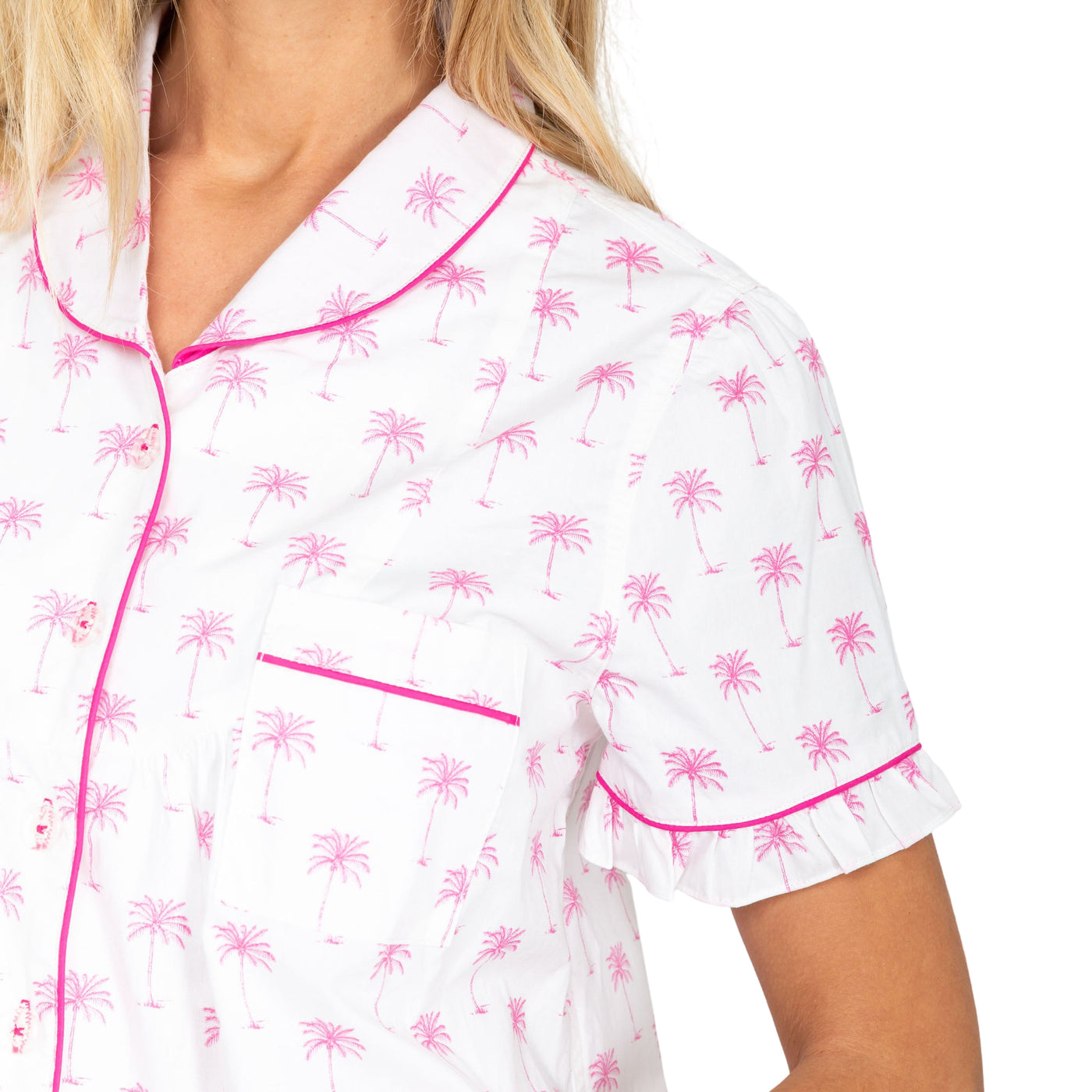 Women's Pink Palm Tree SS Shirt + Boxer Set