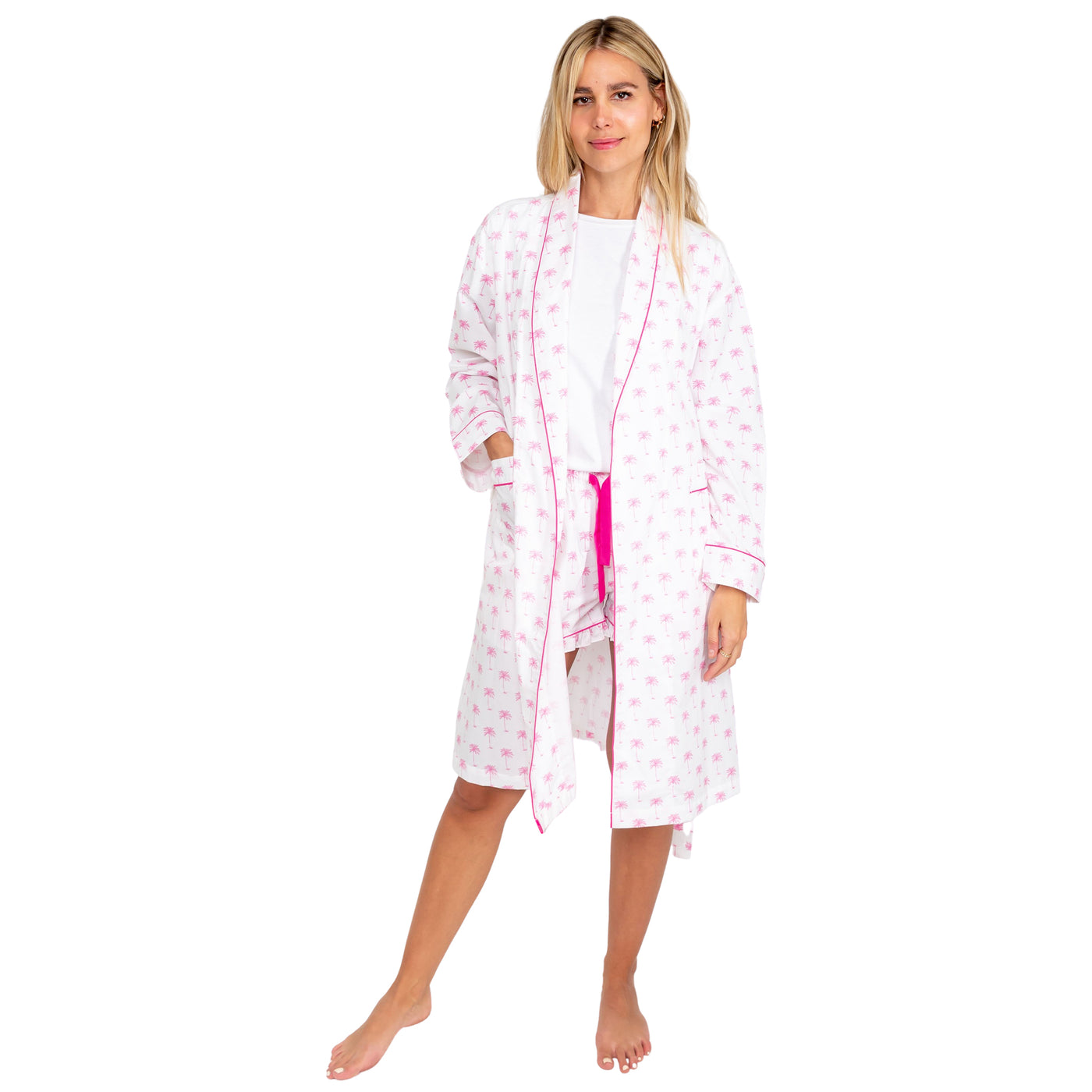 Women's Pink Palm Tree Robe