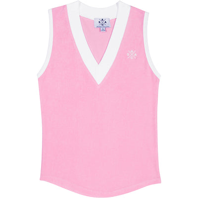 Women's Andy Cohen Pink Terry Tennis Vest